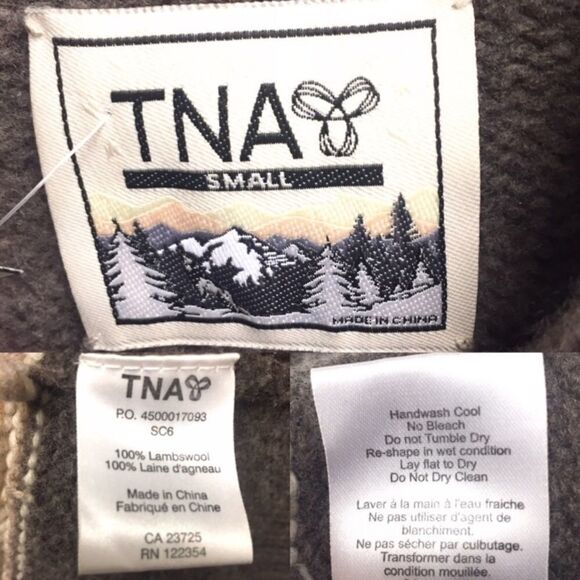 Aritzia Sea To Sky Cowichan Wool Chunky Knit Zip Front Cardigan Sweater Brown S - Picture 5 of 6